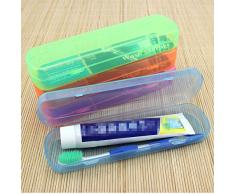 CAOLATOR Caja de Plástico Portátil Cepillo de Dientes para el Viaje Cepillo de Dientes Caja Antibacteriana Pasta de Dientes Proteja Copa Caja (Verde)