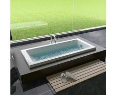 Alpenberger Cubic - Bañera para baño, 170 x 70 o 180 x 80 cm, rectangular, bañera de acrílico, moderna, ergonómica, color blanco, resistente, duradera, superficie fácil de limpiar