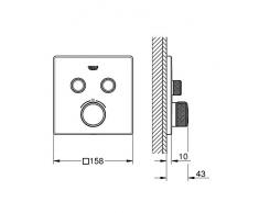 Grohe Grohtherm SmartControl - Termostato cuadrado para ducha y baño con instalación empotrada y dos válvulas, Cromo (Ref. 29124000)