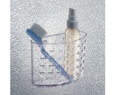 InterDesign Basic Cesta para ducha, estante de baño de plástico con ventosa para colocar sin taladro, transparente