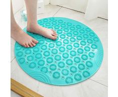 VSUSN Alfombrillas para Ducha Redonda Alfombra de Ducha PVC Alfombra de Baño Antideslizante Alfombrillas de Baño Alfombrillas para Bañera con Ventosas Lavable en la Lavadora 55x55cm,Verde