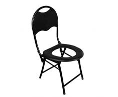Ballylelly Portátil Reforzado Plegable Silla de Inodoro con Respaldo Viaje Camping Pesca Compañero Silla Actividad al Aire Libre Accesorios