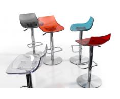 TABURETE REGULABLE CHEF - Asiento Policarbonato Azul /Pata Cromado, (Varios colores disponibles)