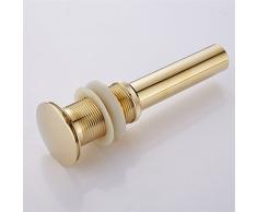 CASEWind moderno Pop-up Retro tapón desagüe de lavabo desagüe clic-clac con rebosadero (latón dorado Universal Valve draineur de fregadero armario sifón con agujero de débordement poli- con rebosadero, latón, Sans trop plein