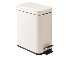 mDesign Cubo de basura rectangular de 5 l de capacidad – Compacto contenedor de residuos con cubeta interior para oficina, baño o dormitorio – Moderna papelera de acero y plástico – crema y beige