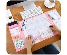 Alfombrilla antideslizante multiuso de PVC para escritorio. estera de escritura del escritorio del uso dual para Office / Home- Con soporte para teléfono, 2019calendario, planning 65 * 32cm (Rosa)