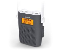 Majority Eversden Dab/Dab + Radio de Ducha portátil para baño - Recargable - Digital y FM - IPX5 Resistente al Agua - Material a Prueba de Golpes - Bluetooth - Puerto de Auriculares (Gris)