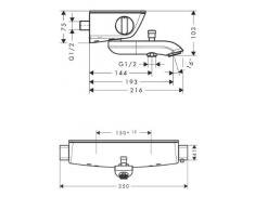 Hansgrohe 13141000 Ecostat Select termostato de bañera, visto, cromo