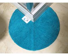 Cazsplash Luxury tapete de Ducha de Esquina Circular Antideslizante, Microfibra, Color Verde Azulado, 90 cm
