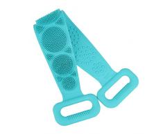 WAZA Toalla de Baño de Silicona Toalla de Espalda Larga Esponja Cepillo de Baño de Ducha Exfoliante Cuidado de Piel de Cuerpo Masajeador de Baño para Hogar (Verde)