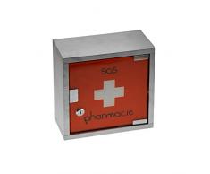 Incidence Paris 44930 - Armario botiquÃn diseño SOS Farmacia, Metal, 25 x 25 x 12 cm, Color Rojo