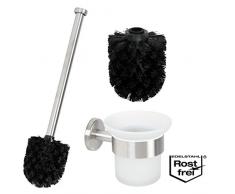 Conjunto de WC bremermann® de la serie de baño PIAZZA escobilla de baño en acero inoxidable mate