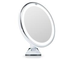 Fancii Espejo de Maquillaje con Luz LED Naturales y Aumento de 7X, Espejo Ventosa con 360 Rotación, 20 cm de Ancho, Portátil y Compacto