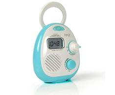 Pyle – Radio de Ducha Impermeable inalámbrico Bluetooth música Ducha Altavoz Radio Reloj Despertador con Am FM Sintonizador (psr16bt)