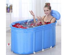 RANRANJJ Tina de baño Inflable Bañera de hidromasaje portátil Tinas portátiles para Uso Ambiental para Adultos Bañera de baño portátil Bañera de hidromasaje SPA para un Adulto Azul