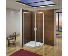 Mampara Semicircular Cabina de Ducha Puerta Corredera Gris Mate Vidrio Templado 5 mm 90x90x185cm
