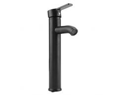 Grifo mezclador para lavabo de acero inoxidable, color negro mate, resistente a las fugas, para lavabo en frío y caliente, moderno, con mango único, grifo para lavabo de baño con burbuja suave