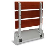 Kenley Asiento Abatible para Ducha de Madera - Taburete Silla Plegable para Baño - Montaje en Pared - Madera de Teca Maciza