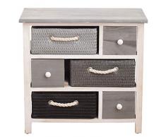 Rebecca Mobili Cajonera con 6 cajones, Muebles Multiusos Modernos, Madera de Mimbre, Blanco Gris, para Dormitorio y baño- Medidas: 53 x 56 x 27 cm (AxANxF) - Art. RE4326