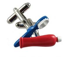 Gemelos Gemelos ~ del dentista del cepillo de dientes de la crema dental de la novedad de las mancuernas Seleccionar regalo de la bolsa