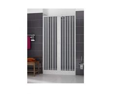 Cabina de ducha 150 con apertura plegable central. De PVC. Altura de las puertas de 185 cm