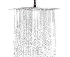 COMLIFE Alcachofa de Ducha, Placa de Ducha Ultra-Delgado Lluvia Cuadrada Cabezal de Ducha 304 Acero Inoxidable Lluvia de Alta Presión con 144 Jets de Silicona, Accesorios Baño, 12 Pulgadas
