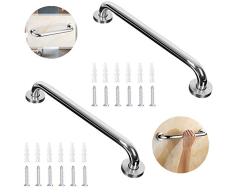 BESTZY 2PCS Asa Seguridad para Baño Manija la Ducha Acero Inoxidable Barra larga Durable Metal para la Bañera Manija la Ducha Agarre Baño Discapacitados Niños y Personas Mayores (30cm)