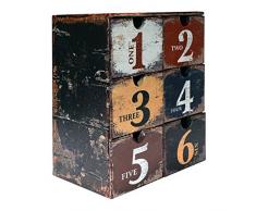 Rebecca Mobili Joyero con 6 cajones, Organizador cosméticos en Estilo Vintage, PVC, marrón, para almacenar Trucos y Accesorios - Medidas: 30 x 24 x 15 cm (AxANxF) - Art. RE4772