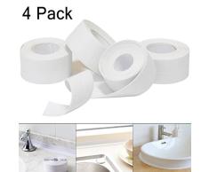 Tira de calafateo, cinta selladora de baño PE autoadhesiva, cinta de sellado impermeable a prueba de moho para baño/cocina/inodoro/bañera/esquina de pared (paquete de 4)