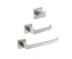 Turs de 3 piezas Baño Accesorio Establecer SUS 304 acero inoxidable Inodoro Papel Titular Toalla Bar/Titular Gancho de bata Montaje en pared, Cepillado, Q7010BR
