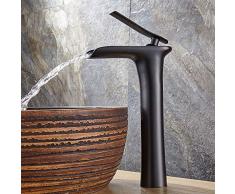 Nostalgie alta cascada lavabo grifo Retro Negro Mate baño grifo grifo mezclador monomando alta accesorio de grifo para lavabo monomando con amplia caño alto latón aceite rubbed Bronce