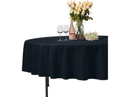 VEEYOO Mantel Redondo 100% Poliéster Paño de Ducha Circular Nupcial - Cubierta de Mesa de Cena Suave y sólida para la Boda Partido Restaurante (Azul Marino, Redono 229 cm)