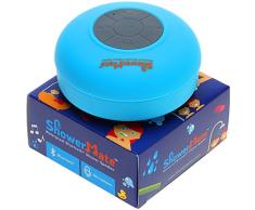 Altavoz Bluetooth Shower-Mate inalámbrico | Radio de Ducha Resistente al Agua con Altavoz Manos Libres y Micrófono Incorporado | Compatible con Todos los Dispositivos Bluetooth, Color Azul