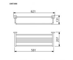 GRIFEMA Ibiza - Portatoallas, toallero múltiple, 62 x 20 x 13 cm, Estantes de baño, Latón, Cromo