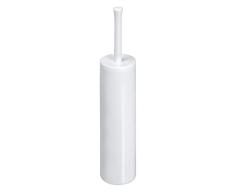 mDesign Escobillero – Portaescobilla estrecho para pequeñas habitaciones – Escobilla baño moderna en plástico – Blanco