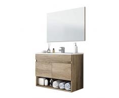 ARKITMOBEL 305110H - Mueble de baño Cotton con 2 Puertas y Espejo, modulo Lavabo Color Nordik, Medidas: 80 x 57,5 x 45 cm de Fondo
