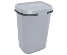 Allibert 211660 Mistral - Papelera con tapa (polipropileno, 33,2 x 26,7 x 45,7 cm), color gris oscuro y claro