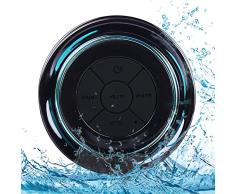 Altavoz Bluetooth Ducha Impermeable, Waterproof Bluetooth Speaker with FM Radio, Copa de succión dedicada, Mic incorporado, Hands-Free Speakerphone Para HuaWei, Samsung, Nexus, HTC, iPhone y iPad