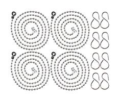 Cadena de Tapón de Tipo de Bola Cadena de Tope de Fregadero de Bañera de Acero Inoxidable con Gancho S para Materiales de Baño de Cuenca, 23,6 Pulgadas de Largo (4 Pieces)