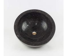 Rococo Lavabo Redondo Piedra Negra con Exterior abujardado de 40cm