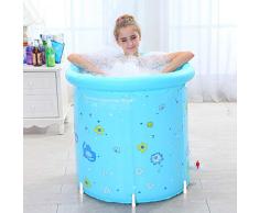 Bañera Barril de baño Plegable de Color Azul XL, Inflable, plástico Plegable portátil de plástico, inmersión, SPA en casa, Gran tamaño para Adultos 80x80cm