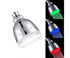 ZHJYD Pequeño LED con un patrón de pequeño Superior Circular Aerosol alcachofa de Ducha termostato termocrómico