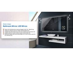 FORAM Personalizar Espejo de Baño con Iluminación Moderno - Fabricado a Medida con Interruptor y Accesorios - Blanco Frío Cálido L58