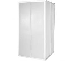 TecTake Mampara de ducha para cabina | Marco de aluminio inoxidable | 2 puertas correderas de plástico - varias tamaños (80x90x185cm | no. 402754)