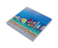 Beurer GS-215 - Báscula digital de vidrio con diseño barcas, pantalla LCD invisible, dígitos 2.7cm, 180 kg / 100 gr, vidrio seguridad, indicador batería baja, multicolor