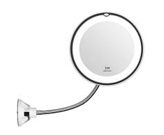 Flexible Mirror, Vococal 10X Espejo De Maquillaje Iluminado, 360 ° Giratorio Flexible Led Espejo De Maquillaje + Ventosa Para Tocador De Tocador De Baño