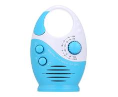 Moniel Mini Radio de Ducha Am/FM Baño Radio a Prueba de Agua Radio Colgante Música Radio Altavoz Incorporado (sin incluir la batería)
