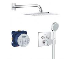 Grohe Grohtherm Smartcontrol - Bundle Smartcontrol - Conjunto termostato, Ducha Mural cuadrada 310 y alcachofa móvil, Color Cromado, Cromo, 2 vías (Ref. 34742000)