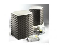 Rattan im Trend - Cesto para ropa (nailon, sirve como taburete, tamaño pequeño), color negro y blanco