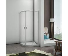 Mampara Semicircular Cabina de Ducha Puerta Corredera Gris Mate Vidrio Templado 5 mm 80x80x185cm